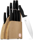 BerlingerHaus Messerblock Schwarz Roségold 10-teilig - Kochmesser, Brotmesser, Santokumesser, Officemesser, Schälmesser & 4 Steakmesser