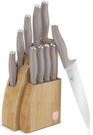 BerlingerHaus Messerblock Taupe 10-teilig - Kochmesser, Brotmesser, Santokumesser, Officemesser, Schälmesser & 4 Steakmesser