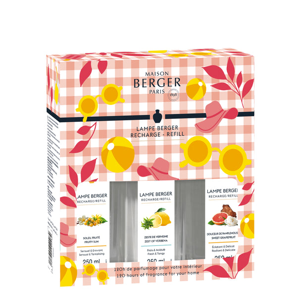 Maison Berger Triopack Nachfüllung - für Duftlampe - Estival - Fruity Sun, Zest of Verbena & Sweet Grapefruit - 3 x 250 ml
