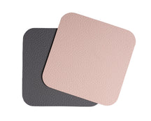 Cookinglife Untersetzer - Veganes Leder - Grau / Rosa - doppelseitig - 10 x 10 cm - 6 Stück