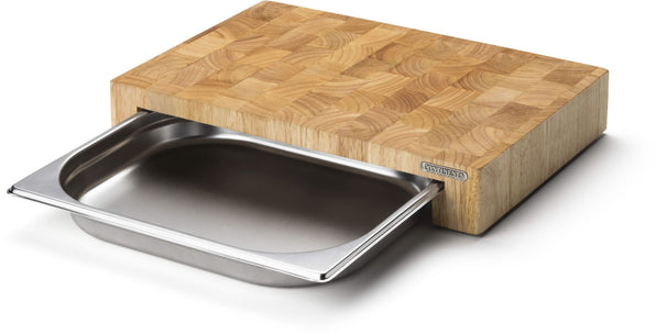 Continenta Schneidebrett mit Edelstahl Schublade - Holz - 39 x 27cm