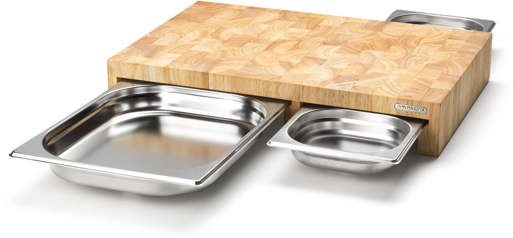 Continenta Schneidebrett mit Edelstahl Schublade - Holz - 50 x 33cm