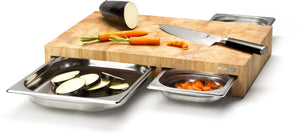 Continenta Schneidebrett mit Edelstahl Schublade - Holz - 50 x 33cm