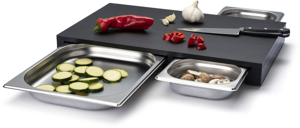 Continenta Schneidebrett mit 3 Edelstalh Schubladen - Duracore - 50x33 cm