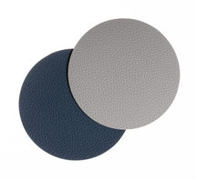 Cookinglife Untersetzer - Veganes Leder - Grau / Blau - doppelseitig - ø 10 cm - 6 Stück