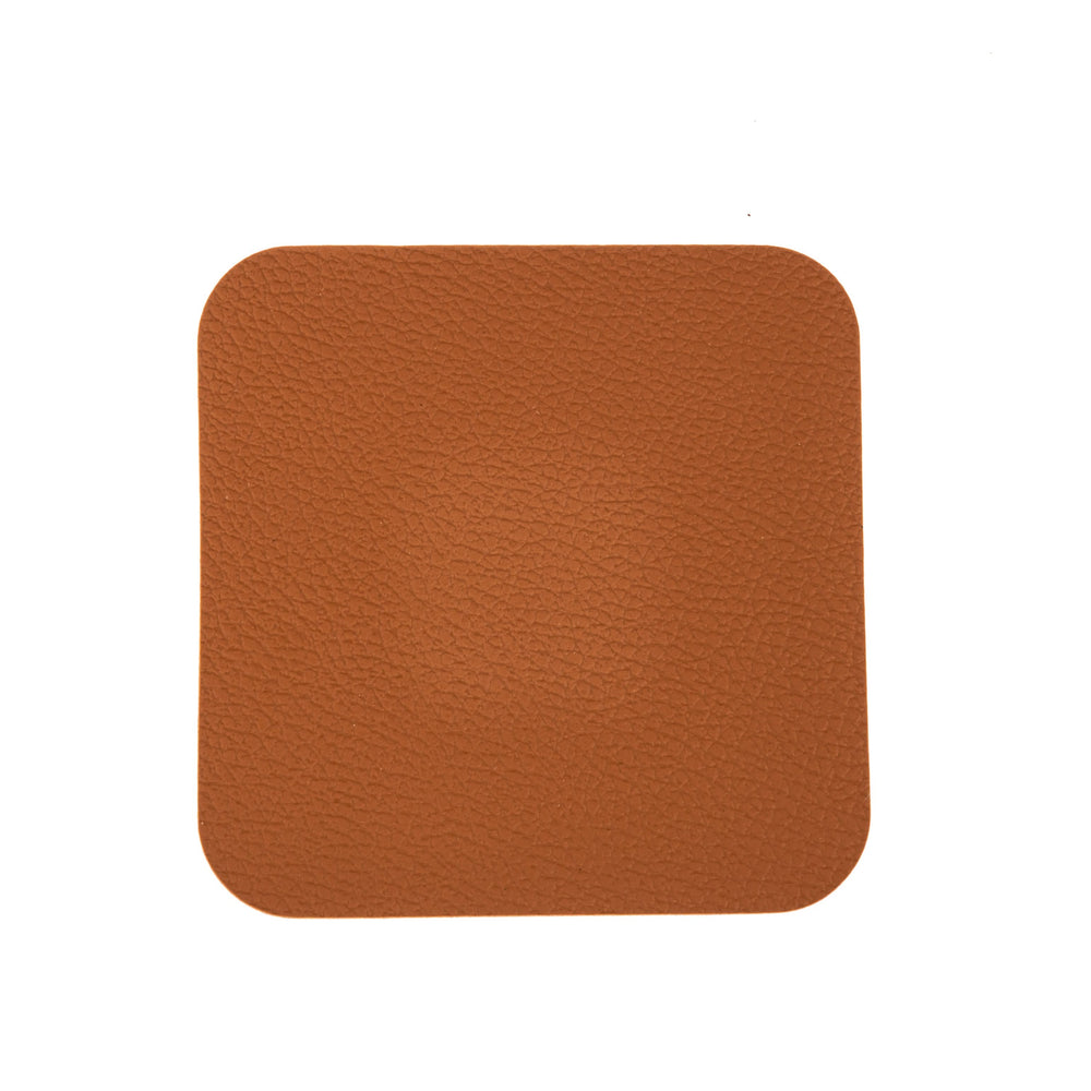 Cookinglife Untersetzer - Veganes Leder - Schwarz / Cognac - doppelseitig - 10 x 10 cm - 6 Stück