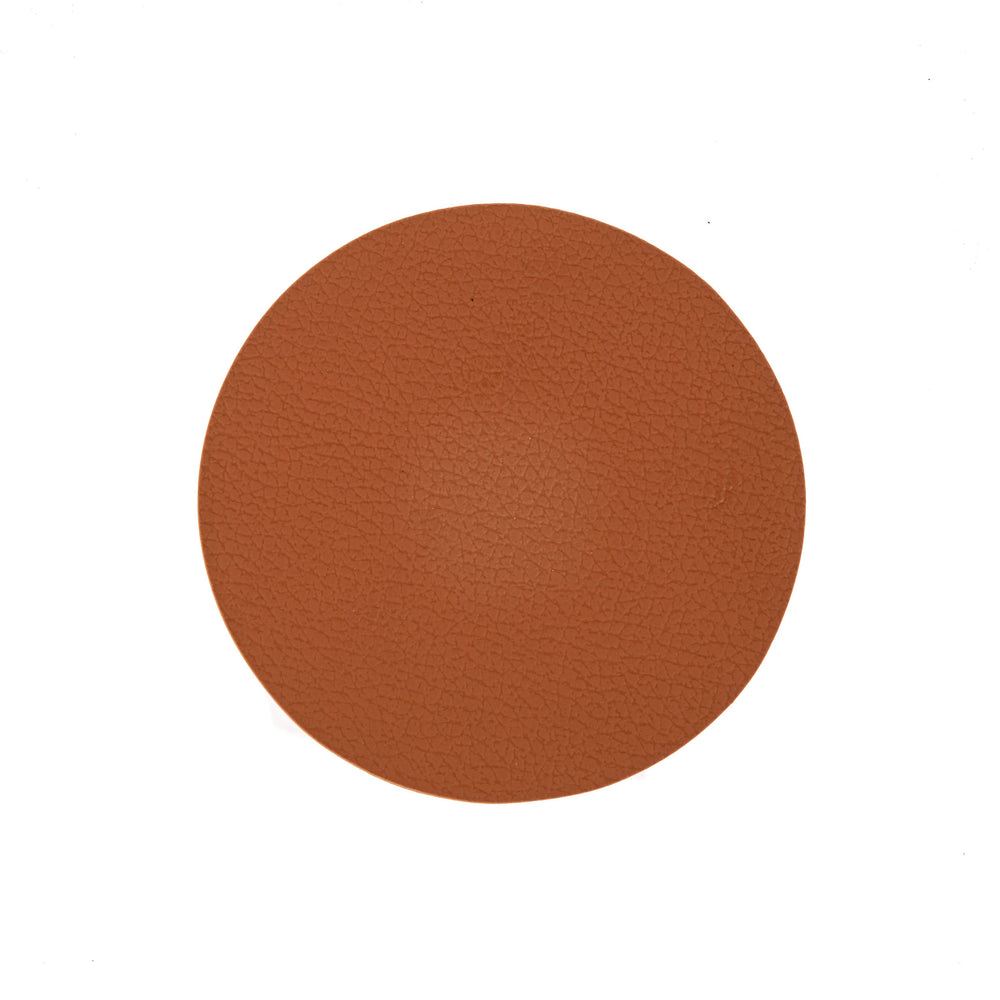 Cookinglife Untersetzer - Veganes Leder - Schwarz / Cognac - doppelseitig - ø 10 cm - 6 Stück