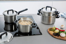 BK Pfannenset Flow Cool 5-teilig - Edelstahl - Kochtöpfe ø 16, 18, 20, 24 cm & Stieltopf ø 16 cm