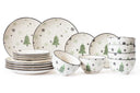 Cookinglife Weihnachtsgeschirrset Grün 18-teilig / 6 Personen - 6 Speiseteller , 6 Frühstücksteller & 6 Schalen