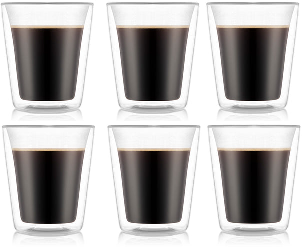 Bodum Doppeltwandige Kaffee- und Teegläser Kanne - Patentiertes Ventil - 200 ml - 6 Stück