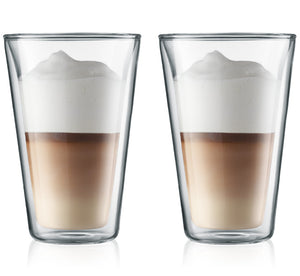Bodum Doppeltwandige Latte Macchiato Gläser Kanne - Patentiertes Ventil - 400 ml - 2 Stück