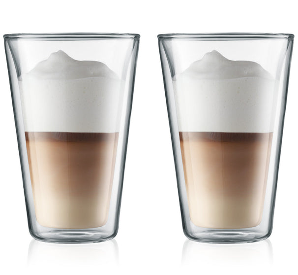 Bodum Doppeltwandige Latte Macchiato Gläser Kanne - Patentiertes Ventil - 400 ml - 2 Stück