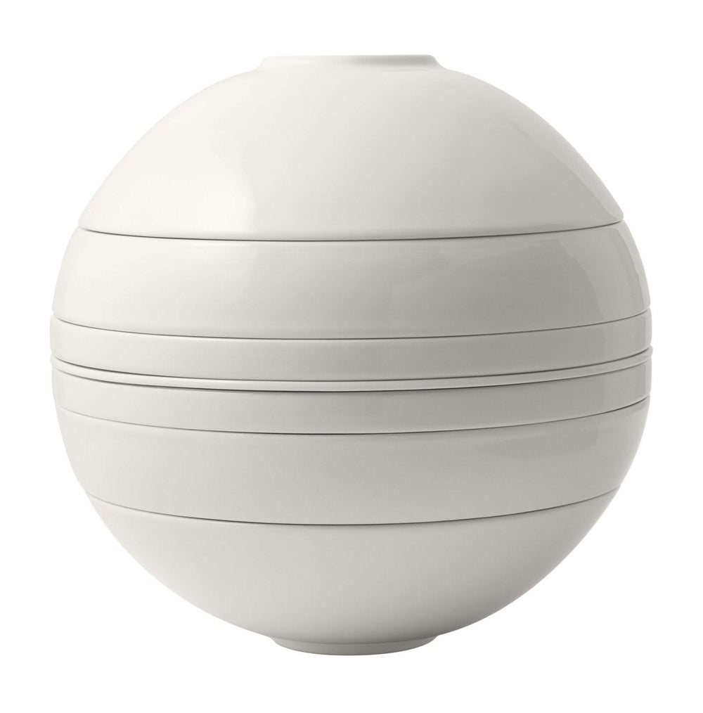 Villeroy & Boch Geschirrset La Boule Weiß 7-teilig / 2 Personen - 2 Schalen, 2 Teller, 2 Universalplatten und 1 Servierschale