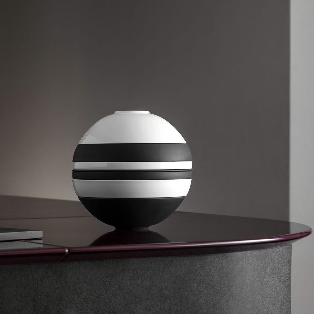 Villeroy & Boch Geschirrset La Boule Schwarz / Weiß 7-teilig / 2 Personen - 2 Schalen, 2 Teller, 2 Universalplatten und 1 Servierschale