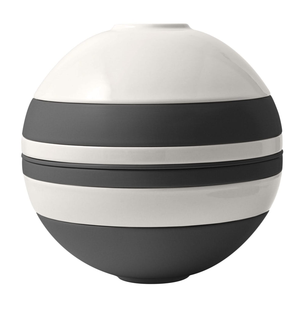 Villeroy & Boch Geschirrset La Boule Schwarz / Weiß 7-teilig / 2 Personen - 2 Schalen, 2 Teller, 2 Universalplatten und 1 Servierschale