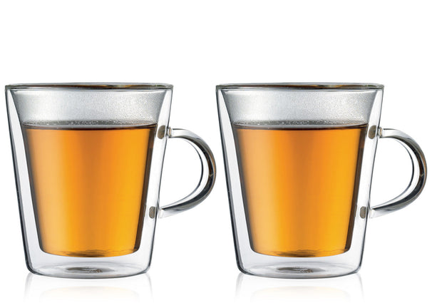 Bodum Doppeltwandige Kaffee- und Teegläser mit Henkel Canteen - Patentiertes Ventil - 200 ml - 2 Stück
