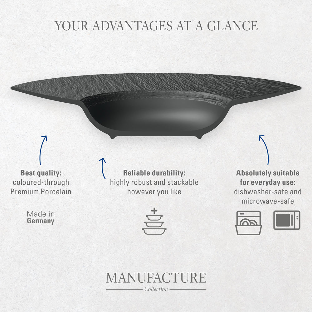 Villeroy & Boch Geschirrset Manufacture Rock - Schwarz - 12-teilig
