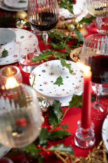 Cookinglife Weihnachtsgeschirrset Rot - Porzellan - 18-teilig / 6 Personen - 6 Speiseteller, 6 Frühstücksteller & 6 Schalen