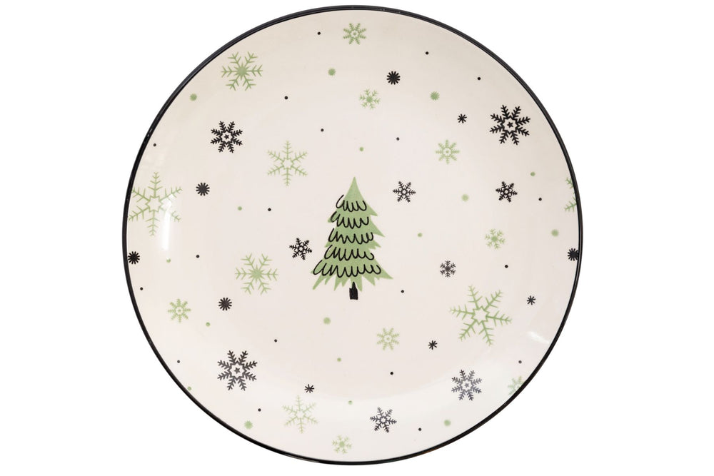 Cookinglife Weihnachtsgeschirrset Grün 18-teilig / 6 Personen - 6 Speiseteller , 6 Frühstücksteller & 6 Schalen