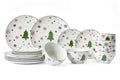 Cookinglife Weihnachtsgeschirrset Rot - Porzellan - 18-teilig / 6 Personen - 6 Speiseteller, 6 Frühstücksteller & 6 Schalen