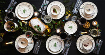 Cookinglife Weihnachtsgeschirrset Grün 18-teilig / 6 Personen - 6 Speiseteller , 6 Frühstücksteller & 6 Schalen