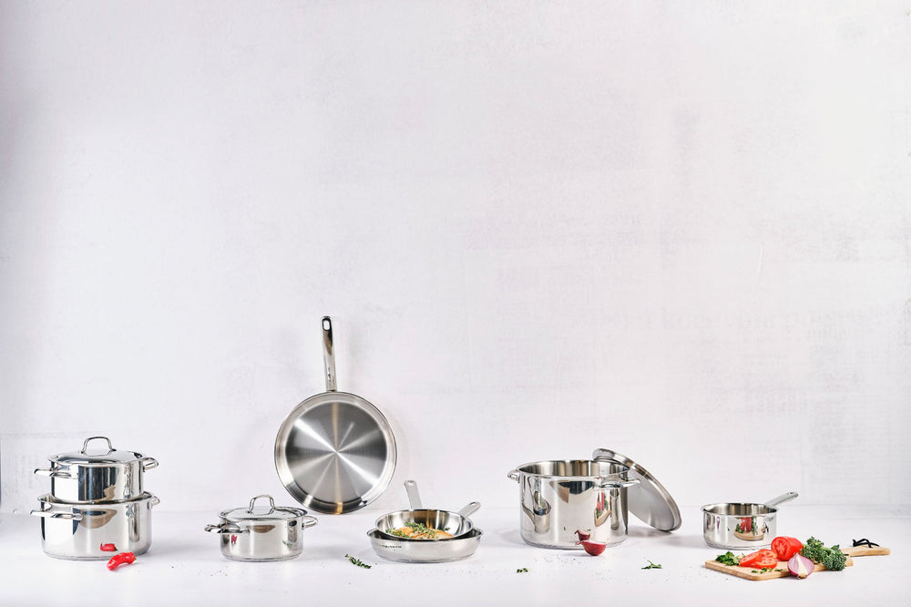 Cookinglife Bratpfannenset Superior Triply Edelstahl 3-teilig - ø 20, 24 & 28 cm - geeignet für alle Wärmequellen - ohne Antihaftbeschichtung