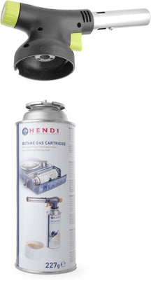 Hendi Creme Brulee Brenner / Kochbrenner - mit Gaszylinder - Jet + Butan Gas Nachfüllung - 4 Stück