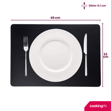 Cookinglife Tischsets - Veganes Leder - Schwarz - 46 x 33 cm - 6 Stück