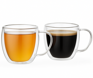 Cookinglife Doppelwandige Kaffee- / Teegläser mit Henkel 280 ml - 2 Stück