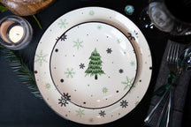 Cookinglife Weihnachtsgeschirrset Grün 18-teilig / 6 Personen - 6 Speiseteller , 6 Frühstücksteller & 6 Schalen