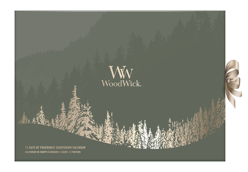 WoodWick Adventskalender 12 Days of Fragrance - 12 Stück - Duftkerze im Glas - Holzdocht