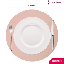 Cookinglife Tischsets - Doppelseitig - Veganes Leder - Grau / Rosa ø 38 cm - 6 Stück