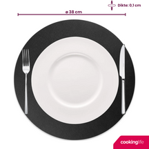 Cookinglife Tischsets - Veganes Leder - Schwarz - ø 38 cm - 6 Stück