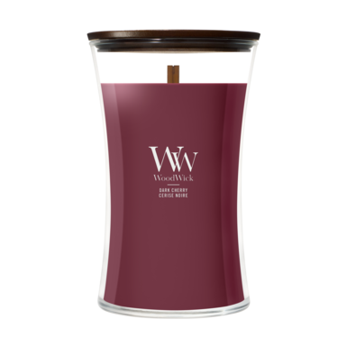 WoodWick Duftkerze Large Dark Cherry - 18 cm / ø 10 cm - Duftkerze im Glas - Holzdocht