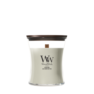 WoodWick Duftkerze Medium Fireside - 11 cm / ø 10 cm - Duftkerze im Glas - Holzdocht