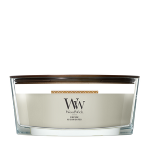 WoodWick Duftkerze Ellipse Fireside - 9 cm / 19 cm - Duftkerze im Glas - Holzdocht
