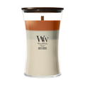WoodWick Duftkerze Large Trilogy Vanilla Embers - 18 cm / ø 10 cm - Duftkerze im Glas - Holzdocht