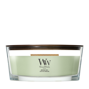 WoodWick Duftkerze Ellipse Matcha Zest - 9 cm / 19 cm - Duftkerze im Glas - Holzdocht