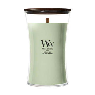 WoodWick Duftkerze Large Matcha Zest - 18 cm / ø 10 cm - Duftkerze im Glas - Holzdocht