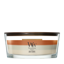 WoodWick Duftkerze Ellipse Trilogy Vanilla Embers - 9 cm / 19 cm - Duftkerze im Glas - Holzdocht