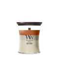 WoodWick Duftkerze Medium Trilogy Vanilla Embers - 11 cm / ø 10 cm - Duftkerze im Glas - Holzdocht