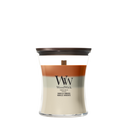 WoodWick Duftkerze Medium Trilogy Vanilla Embers - 11 cm / ø 10 cm - Duftkerze im Glas - Holzdocht