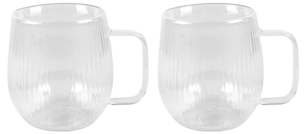 Cookinglife Doppelwandige Kaffee- / Teegläser mit Henkel Lines - 350 ml - 2 Stück
