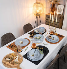 Cookinglife Untersetzer - Veganes Leder - Schwarz / Cognac - doppelseitig - ø 10 cm - 6 Stück