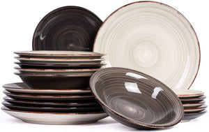 Cookinglife Geschirrset Delice Grau 18-teilig / 6 Personen - 6 Speiseteller, 6 tiefe Teller und 6 Frühstücksteller