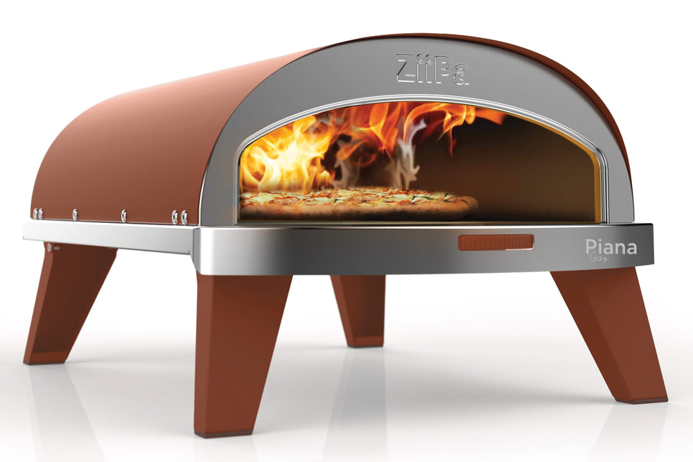 ZiiPa Pizzaofen Piana – Gasmodell – mit Thermometer – Terrakotta – für ø 30 cm Pizzen – Rotierender Pizzastein