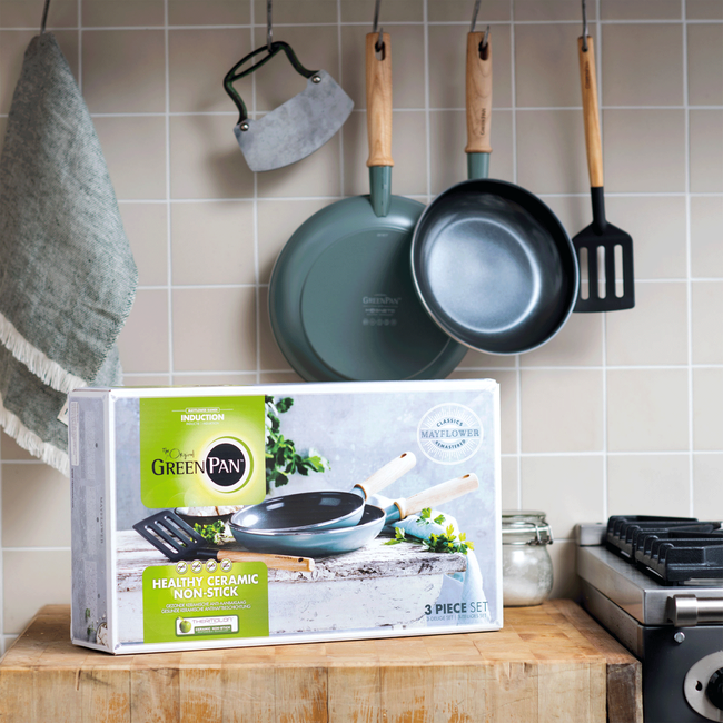 GreenPan Bratpfannenset mit Spatel - Mayflower - ø 20 & 24 cm - keramische Antihaftbeschichtung