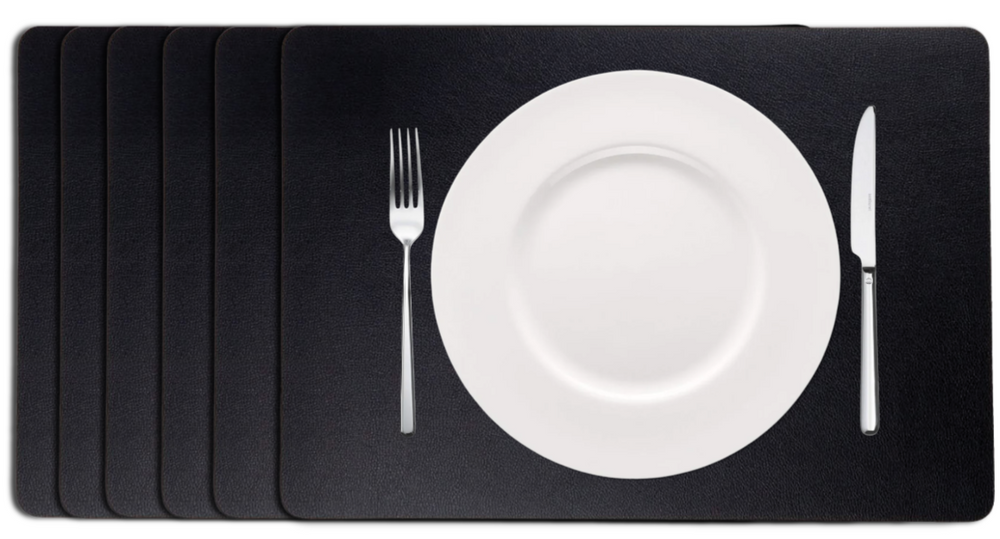 Cookinglife Tischsets - Veganes Leder - Schwarz - 46 x 33 cm - 6 Stück