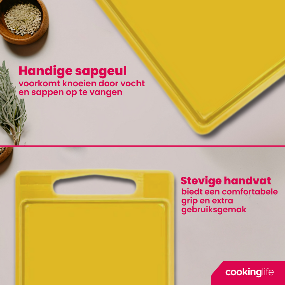 Cookinglife Schneidebrett mit Saftgrube 35 x 25 x 0,85 cm - Gelb