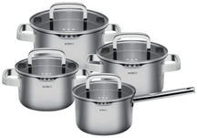 Sola Topfset Juvia 4-teilig – Edelstahl – downdraft-geeignet – Kochtöpfe Ø 16, 18, 20 cm & Stieltopf Ø 16 cm – geeignet für alle Herdarten
